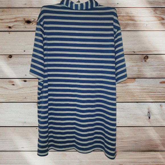 NIKE Dri-Fit Men’s XL Standard Fit Blue White Striped Golf Polo Shirt - Picture 2 of 6